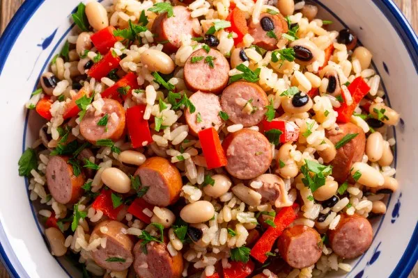 Hoppin' John (sosis, börülce ve pirinç)