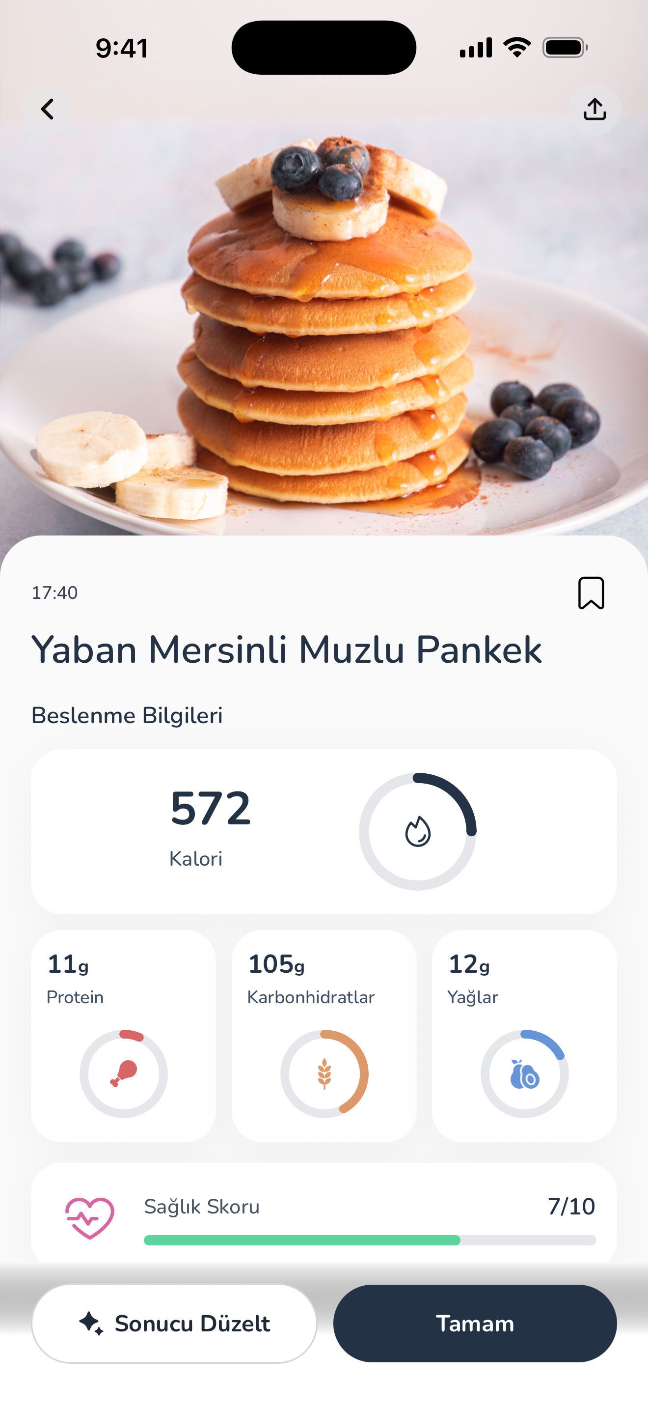 Tarama sonrası besin değerleri